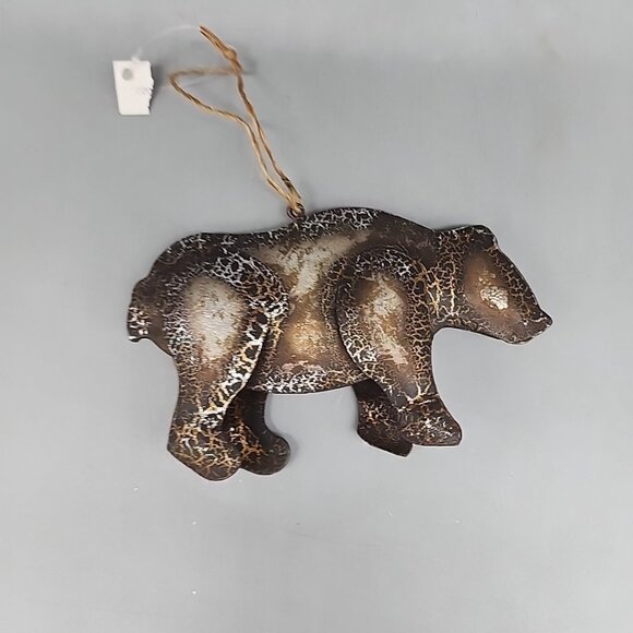 NWT Midwest Gift Metal Bear Christmas Ornament Cabin Woodland Farmhouse - Picture 1 of 5